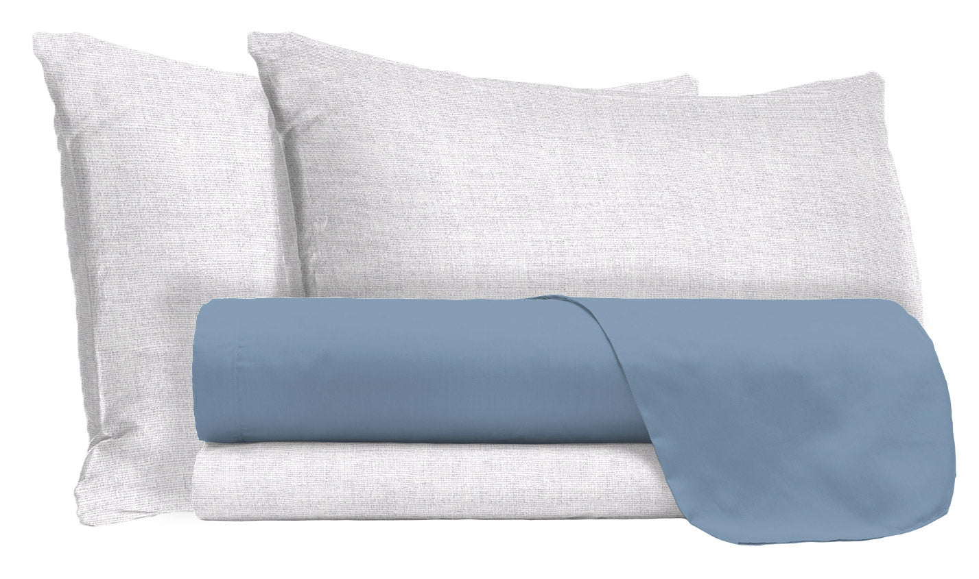 Set Lenzuola Singolo Sopra Sotto e Federe in Cotone Celeste