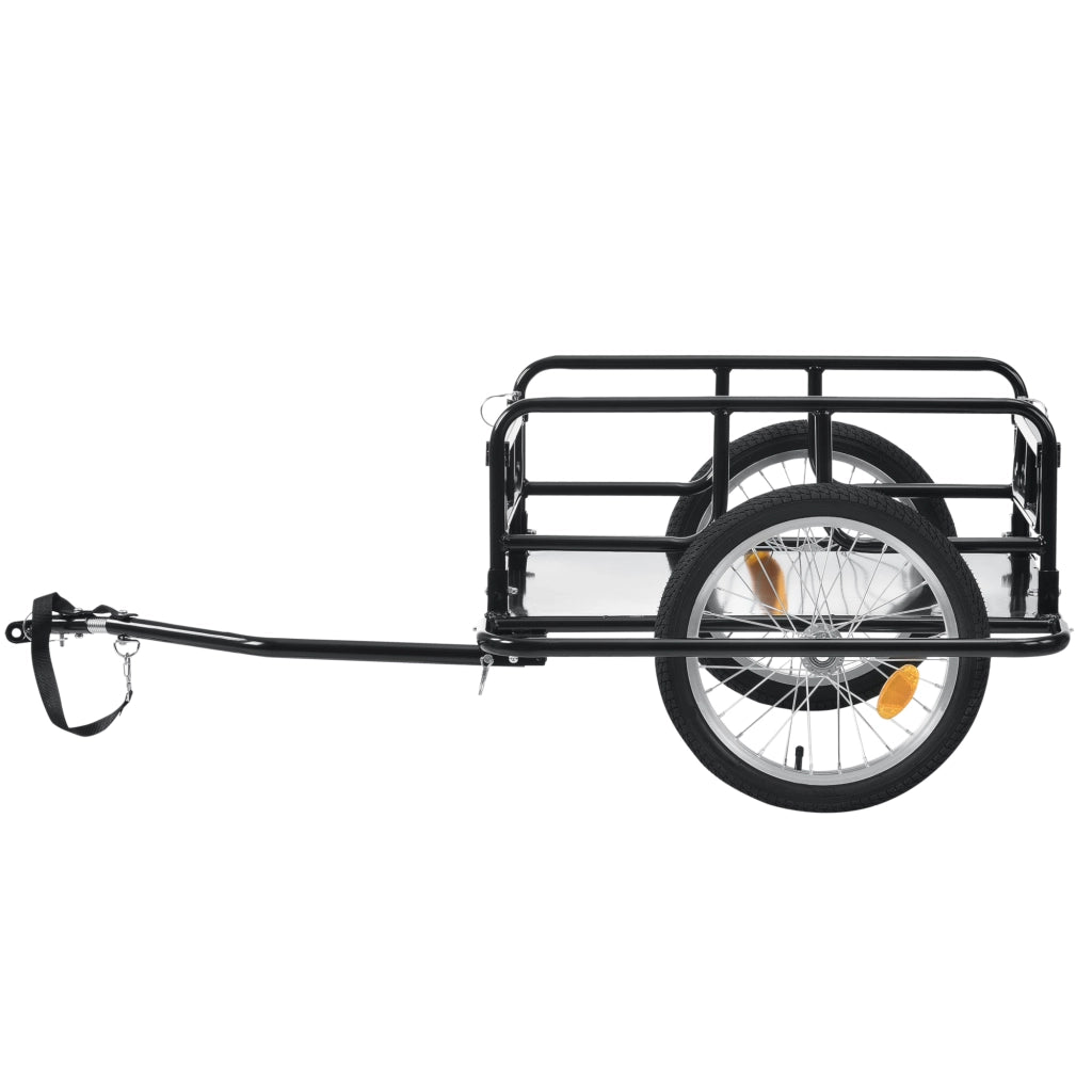 Rimorchio Cargo per Bicicletta 130 x 72 x 49 cm Carrello Trasporto per Bici con Telaio in Acciaio Carico Max. 40 kg - Nero