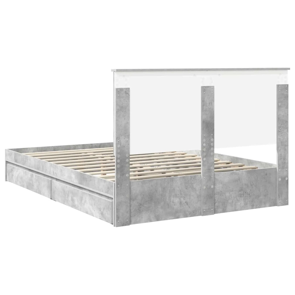 Letto con Contenitore con testiera Grigio cemento 135 x 190 cm 3411218