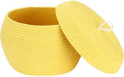 Organizzatore multifunzionale a rete di cotone con coperchio - Ideale per conservare snack, asciugamani e altro - Dimensioni 33 x 23 cm (grande, giallo)