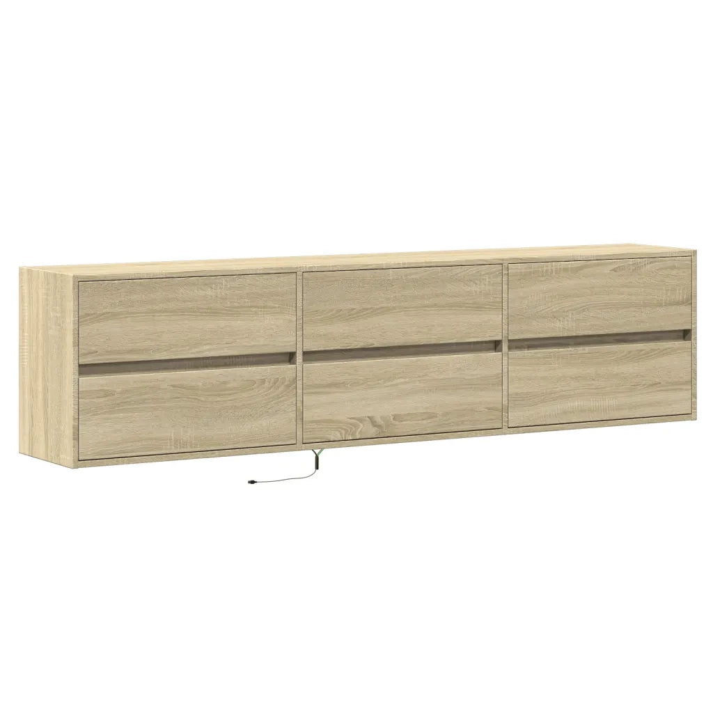 Mobile TV a Parete con LED Rovere Sonoma 180x31x45 cm 3307935