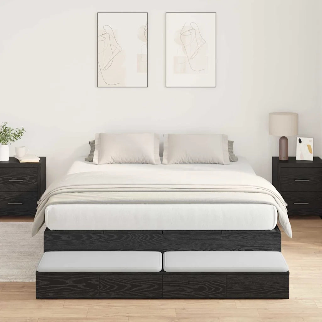 Struttura letto con contenitore con cassetto Rovere Nero 140 cm 3335638