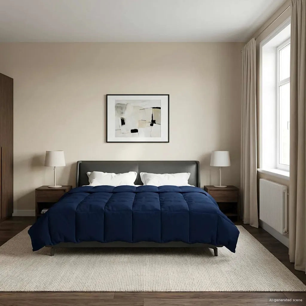 Piumone | Duvet Completo Annuale Blu Scuro 240 x 260 cm Microfibra