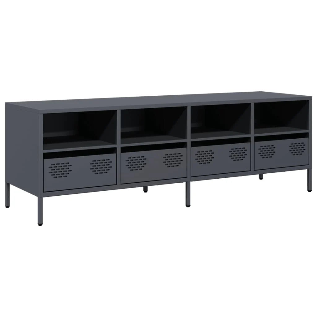 Mobile TV multimediale mensola TV credenza TV per sala da pranzo soggiorno camera da letto 135 x 39 x 43,5 cm acciaio laminato a freddo antracite 02_0026392
