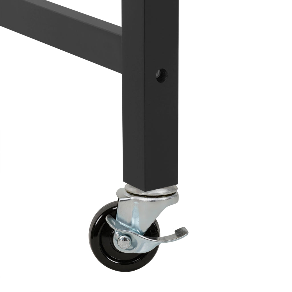 Mobili da cucina, isola da cucina, tavolo da pranzo allungabile, con rotelle, 3 cassetti, finitura effetto legno, nero e colore legno naturale