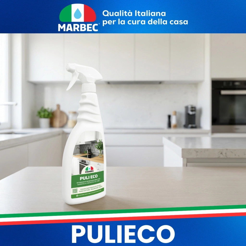 Detergente sgrassante multiuso, efficace su superfici delicate, pronto all'uso Marbec PULI ECO - 5LTx4Pz