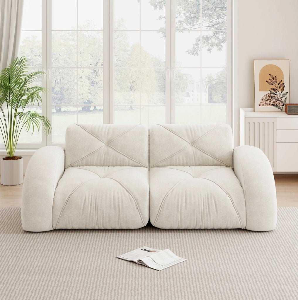 Divano modulare 2 posti senza struttura 204x95x76 cm in chenille beige chiaro