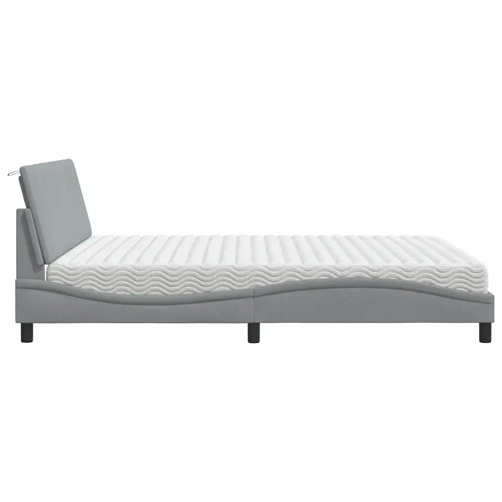 Letto con Materasso Hanko Grigio Chiaro180x200 cm Tessuto 3310545