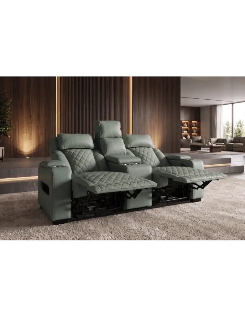 Divano cinema relax DOMUS 2 posti in similpelle – Verde menta – 190 x 101 x 103 cm