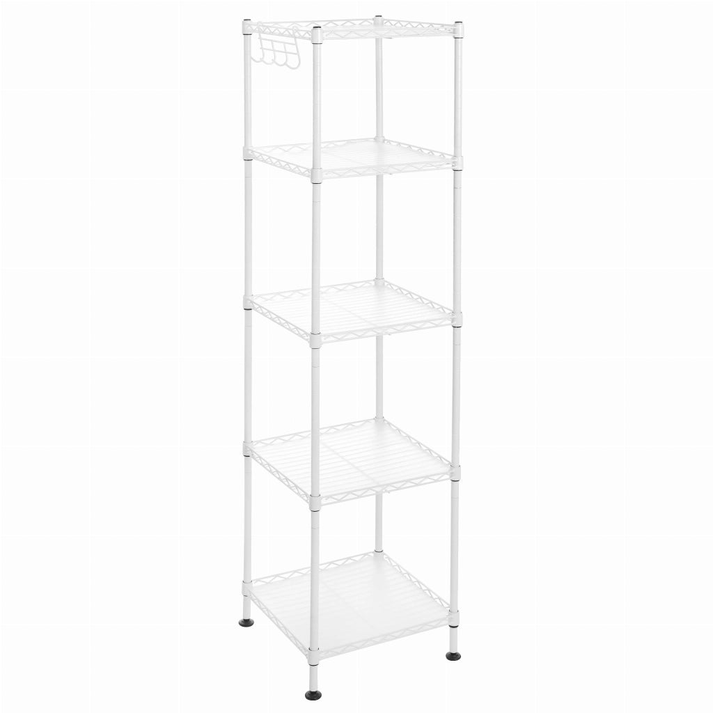 Mensola da bagno VALORA - Acciaio nero con 5 ripiani LGR023W01