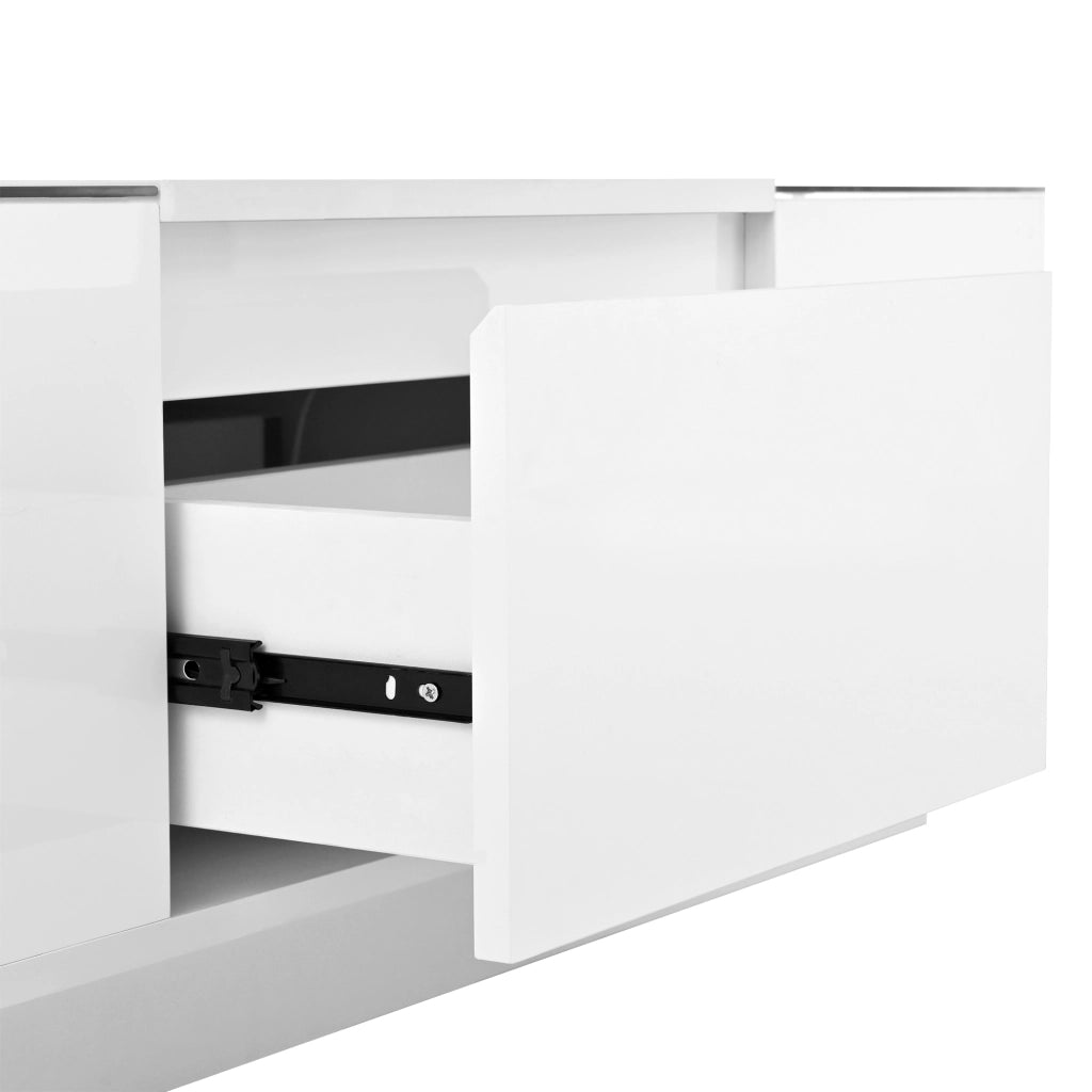 Tavolino da caffè 105x50x35 cm; con LED e spazio contenitivo; truciolare bianco