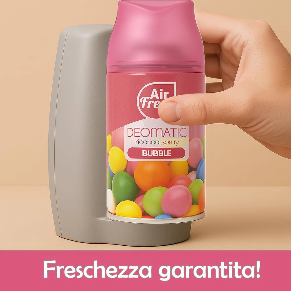 AIR FRESH Deomatic Set 6 x 250 ml Ricarica Spray Profumatore per Ambiente Bubble