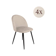 Set di 4 sedie Achito, Poltrona rivestita in velluto, Sedia da pranzo imbottita, Seduta per riunioni, 51x54h82 cm, Grigio chiaro