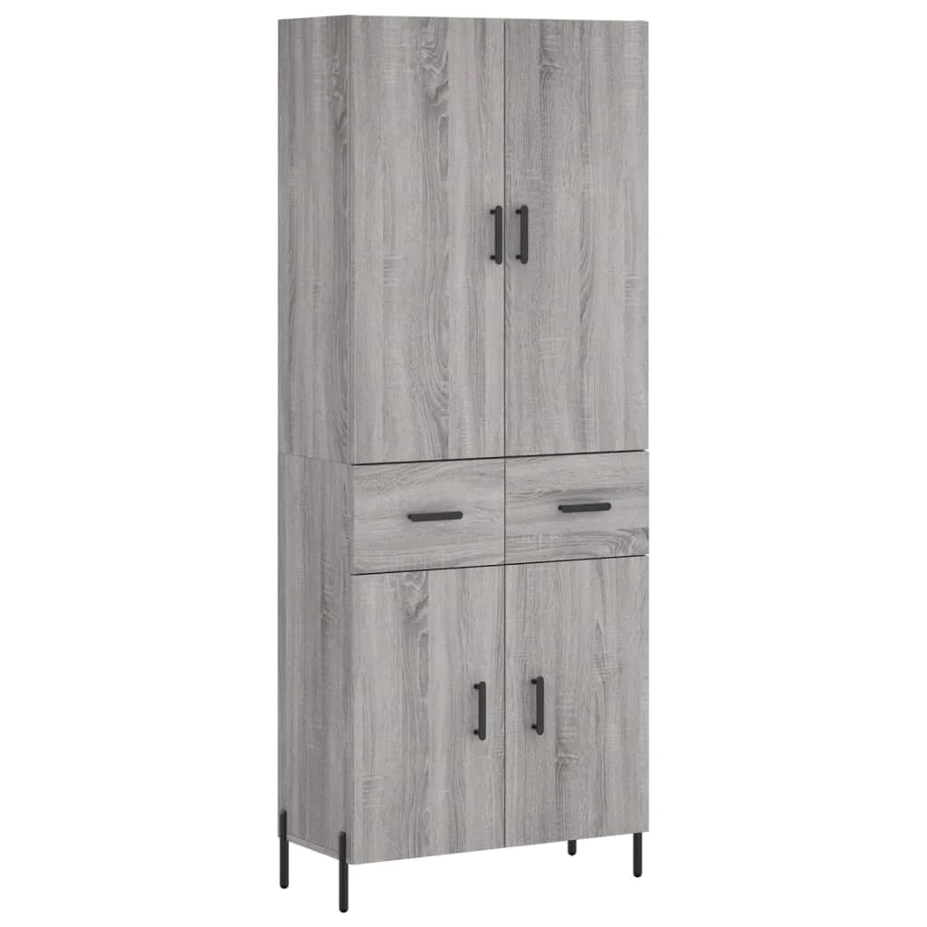 Buffet credenza cassettiera armadio mobile contenitore organizer cucina soggiorno salotto rovere Sonoma alto 69,5 x 34 x 180 cm legno ingegnerizzato grigio 02_0035409