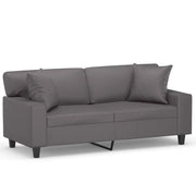 Divano | Divano da soggiorno | Sofa a 2 Posti con Cuscini Grigio 140 cm in Similpelle