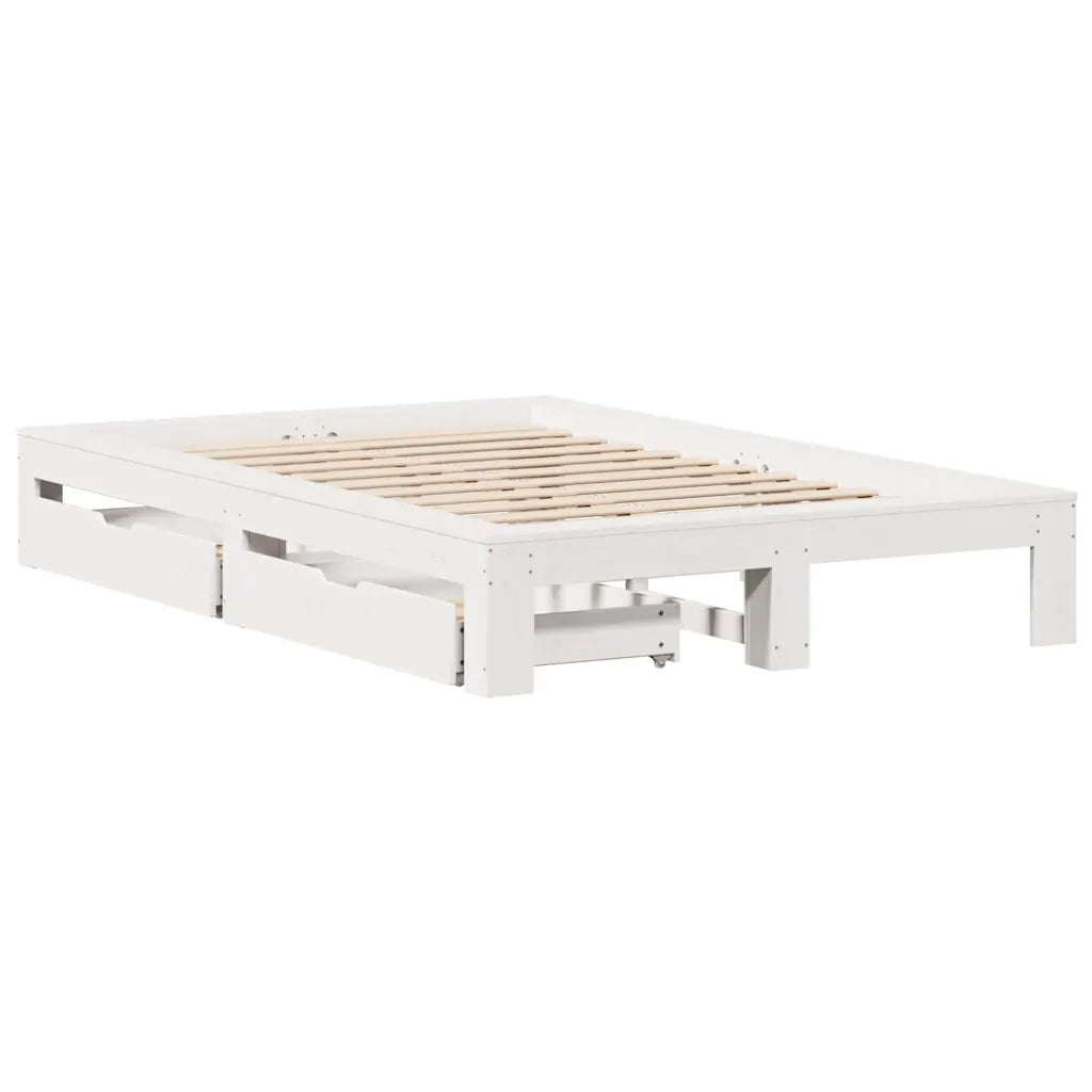 Giroletto senza Materasso Bianco 135x190 cm Legno Massello Pino 3309015