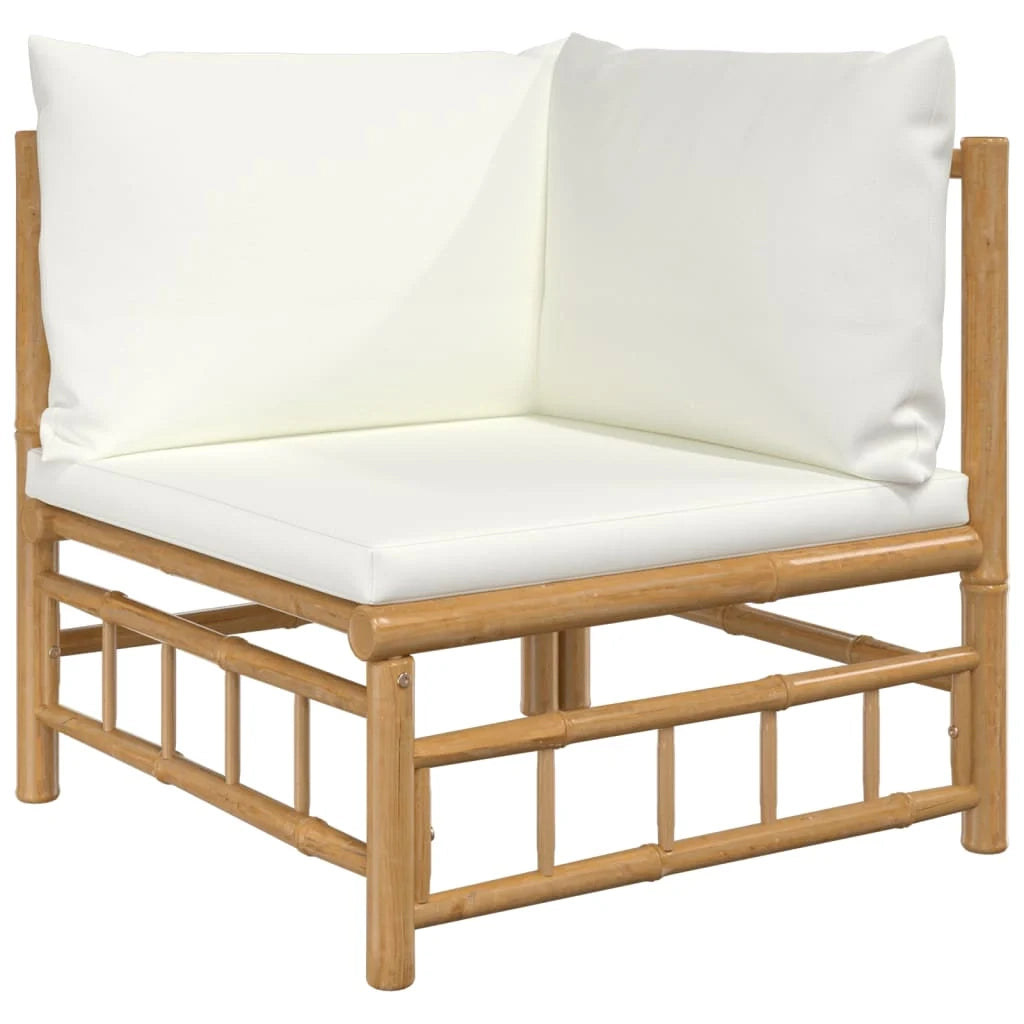 Set di mobili da giardino per esterni 9 pezzi con cuscini bambù bianco crema 02_0017904