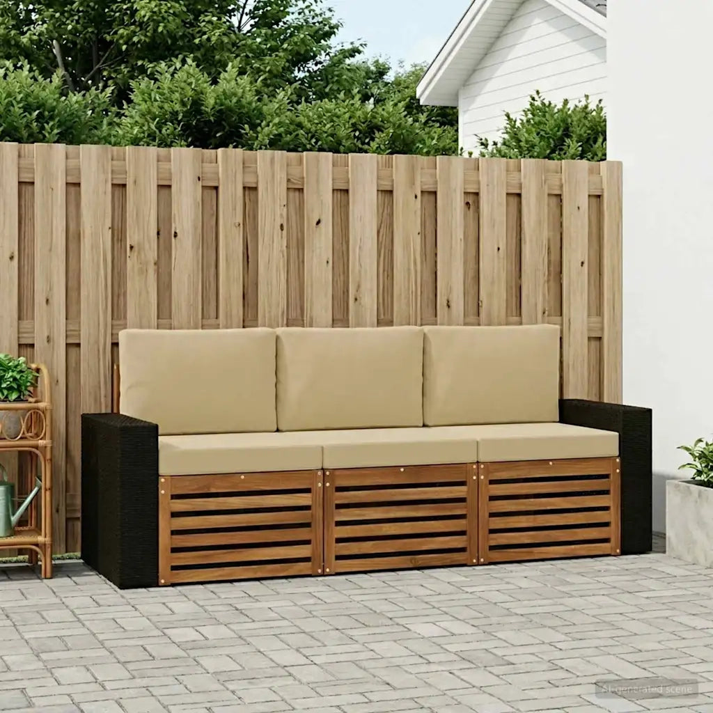 Set divani con cuscino 3 pcs Legno di Acacia Massello