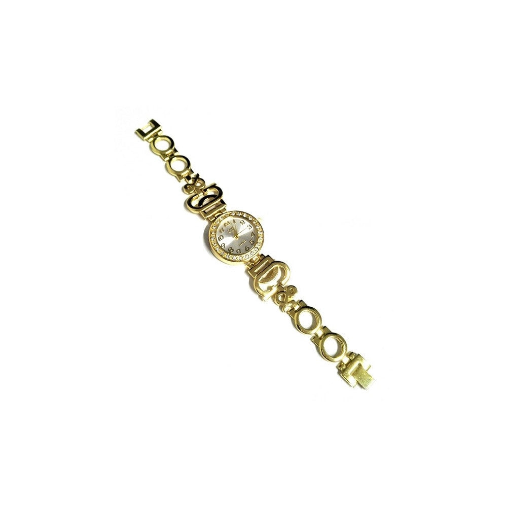 Trade Shop - Orologio Da Polso Per Donna Con Quadrante A Strass Taglio Swaroski Silver Oro -