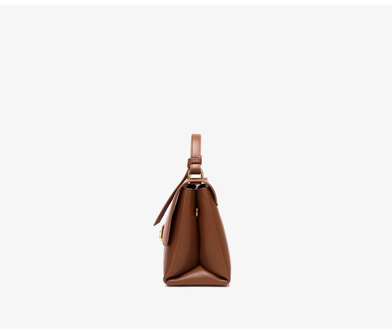 Borsa a tracolla da donna in vera pelle, stile vintage, marrone.