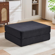 Pouf poggiapiedi in velluto a coste nero; convertibile in letto singolo; 109 x 95 x 43 cm