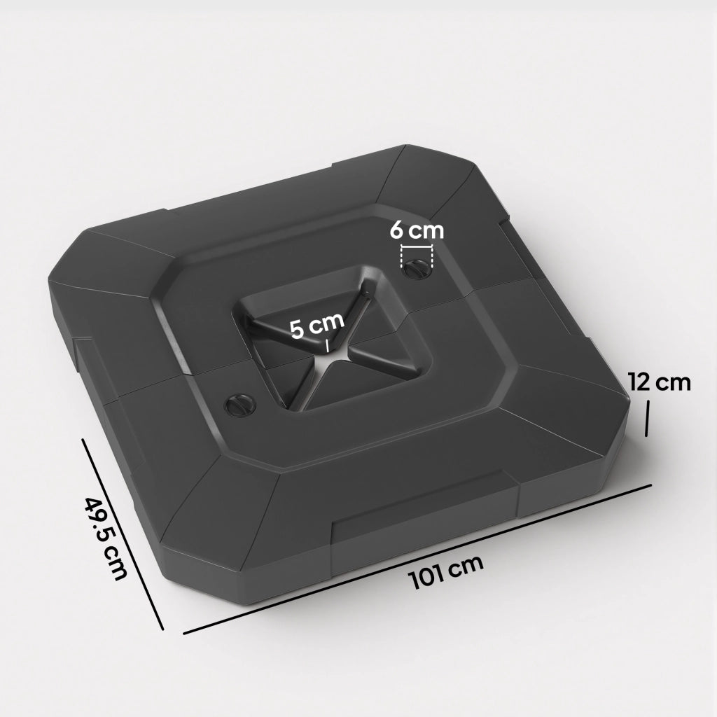 Set 2 Pesi Riempibili per Base per Ombrellone a Sbalzo 101x101x12cm in HDPE Nero