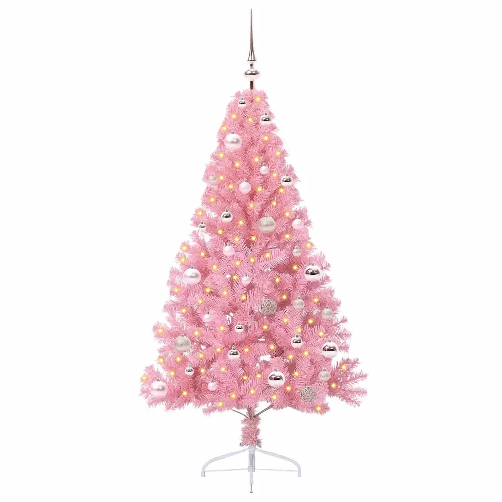 Albero di Natale | Decorazioni natalizie artificiale con luci integrate Rosa 150 cm PVC