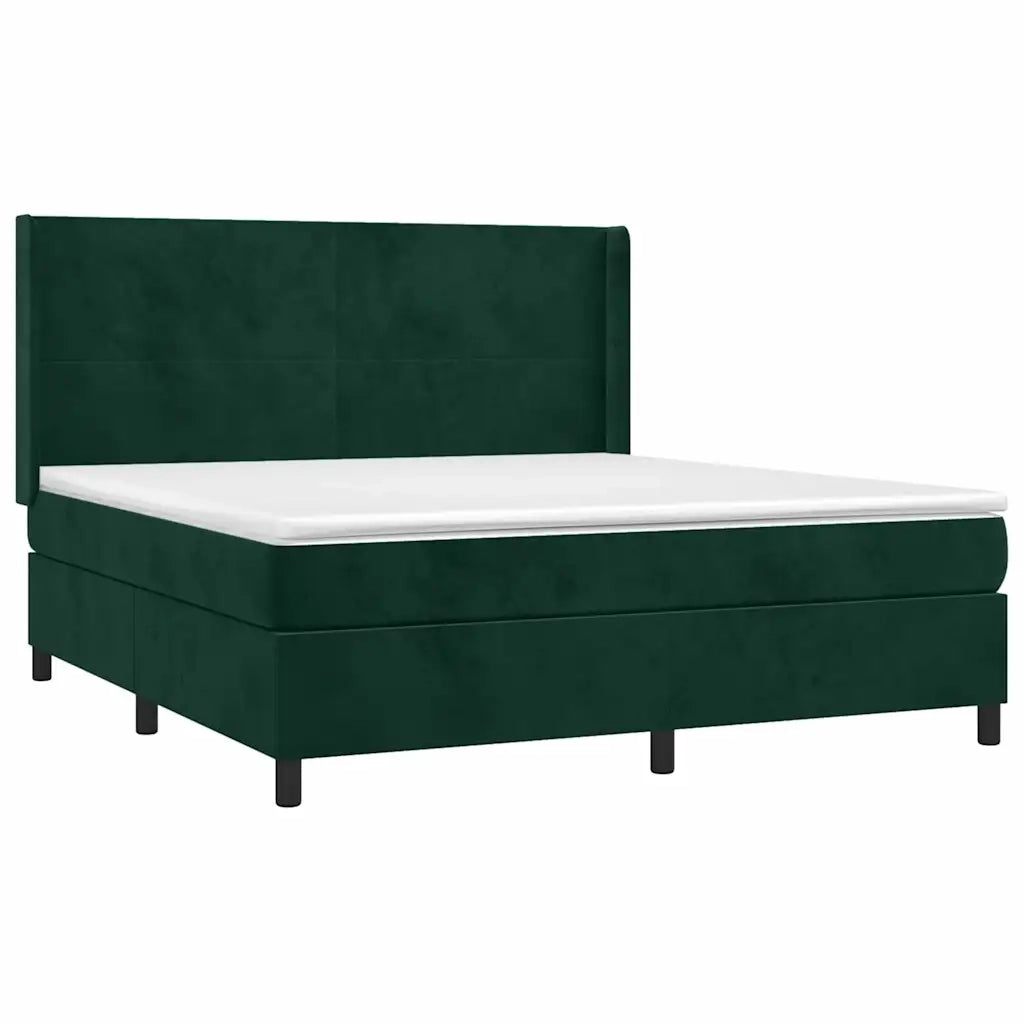 Giroletto a Molle con Materasso Verde Scuro 160x200 cm Velluto 3132570