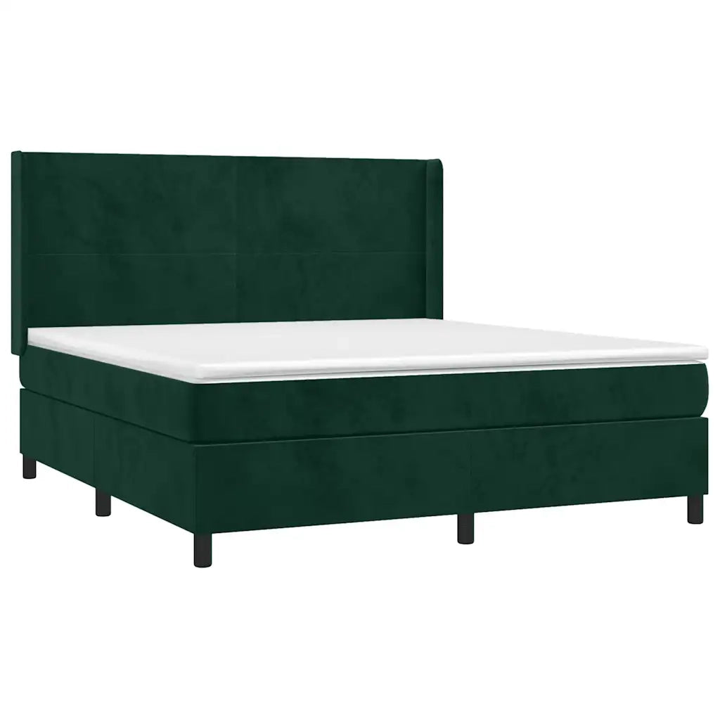 Giroletto a Molle con Materasso Verde Scuro 160x200 cm Velluto 3132570