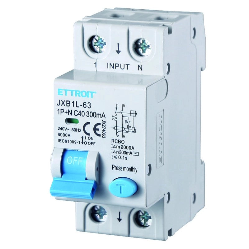 Interruttore Magnetotermico Differenziale 1P+N 40A 6KA 300mA 220V Occupa 2 Moduli DIN