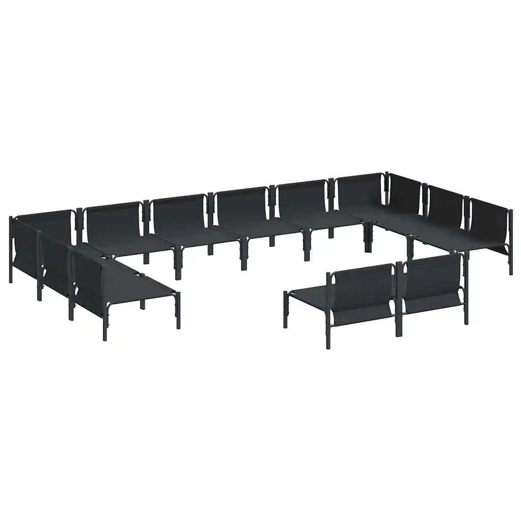 Set Divano da Giardino con cuscino 12 pcs Nero Acciaio 3379020