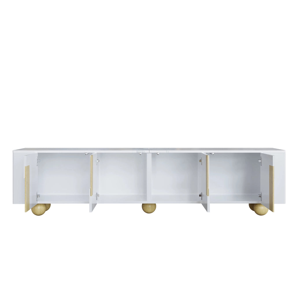 Mobile TV ¨C MINIMAL ¨C Bianco, Legno, 180 cm, 4 Ante, Design Elegante