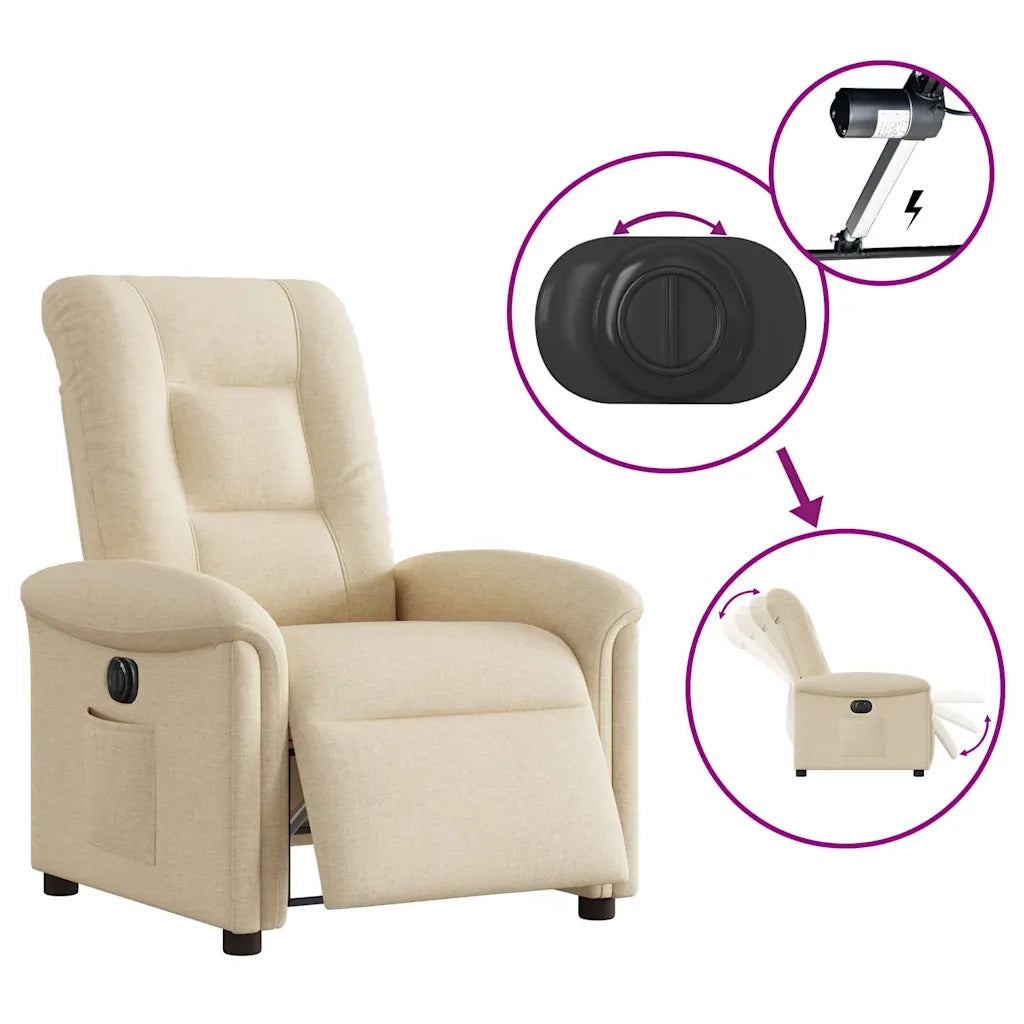 Poltrona Elettrica Reclinabile Crema in Tessuto 3303242