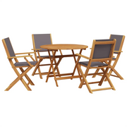 Set Pranzo da Giardino 5pz | Set Salotto da Giardino Antracite Tessuto e Legno Massello