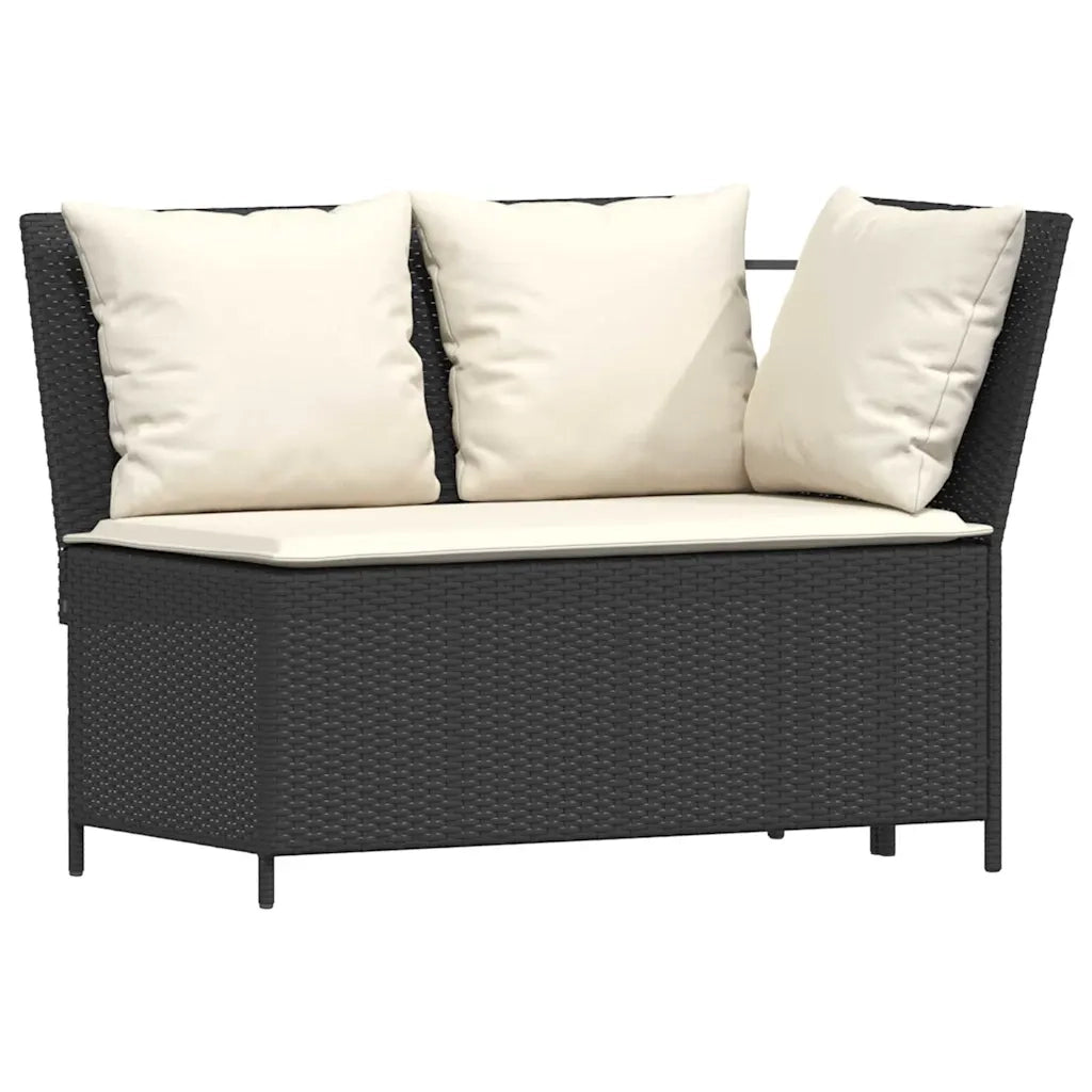 Set Divani da Giardino 5 pz | Set Salotto da Giardino con Cuscini in Polyrattan Nero