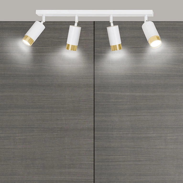 Plafoniera Emibig Hiro 4 faretti GU10 bianco oro 60cm