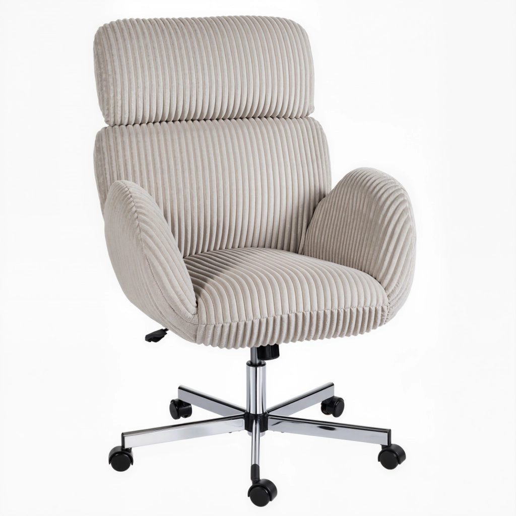 Poltrona da ufficio ergonomica in velluto con schienale alto, poggiatesta regolabile e braccioli ¨C Xylo ¨C Grigio