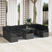 Set di SofÃ  da Giardino  11 Pezzi con Cuscini Rattan Polyrattan Nero