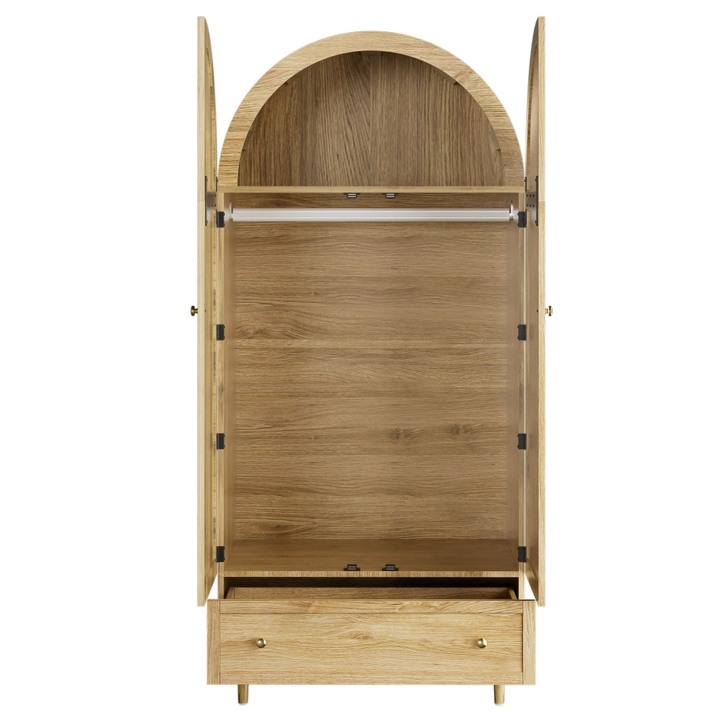 Armadio con cassetti e asta appendiabiti; 79x50x175 cm; MDF; finitura rovere