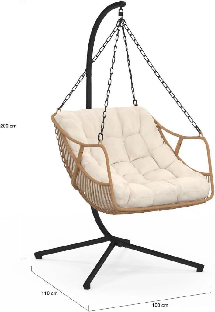 LOA reclinabile in Rattan Traforato con Cuscino Ecrù
