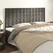 Testiera-Testata Decorativa Grigio Scuro 200x5x118/128 cm Velluto 454790