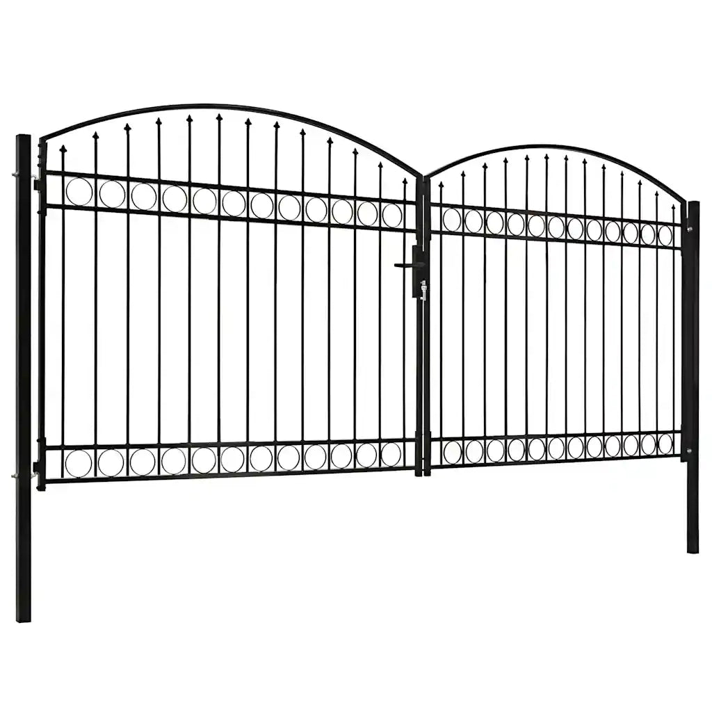 Cancello per recinzione Assen a doppia anta con parte superiore ad arco in acciaio 400x200 cm 143096