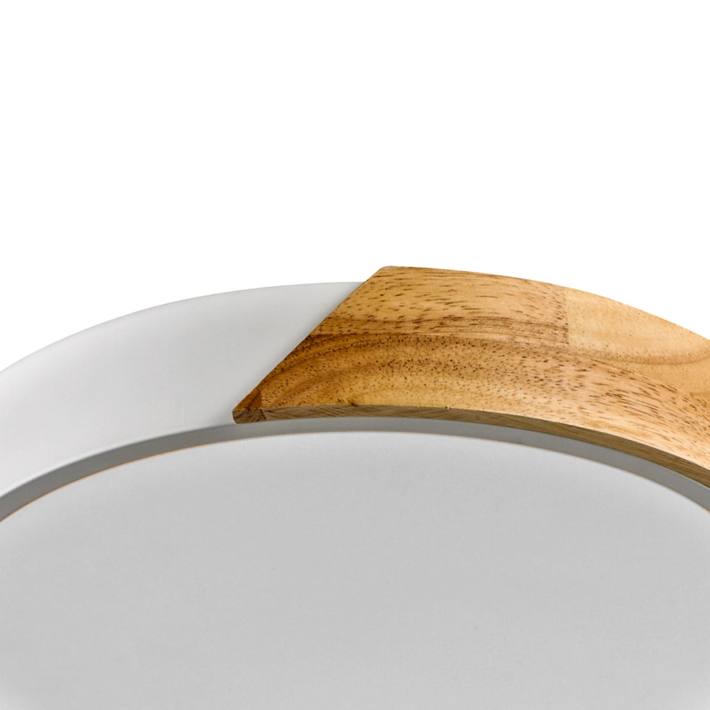 Plafoniera Italux Nastro legno bianco Ø32 LED 24W