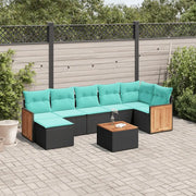 Set Divani da Giardino 8 pz con Cuscini Nero in Polyrattan 3227877