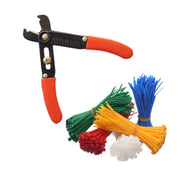 Trade Shop - Set Di 200 Fascette Colorate Stringi Filo Ferma Cavo Con Pinza Cutter Tranciacavi Stripper -