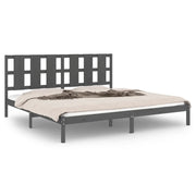 Letto matrimoniale | Letto per adulti | Giroletto Grigio in Legno Massello di Pino 200x200 cm