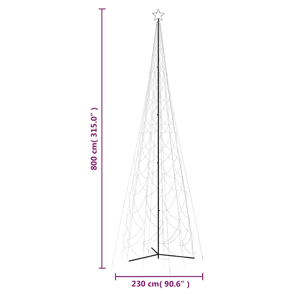 Albero di Natale a forma di cono luce Bianca Calda 3000 LED 230x800 cm 343659