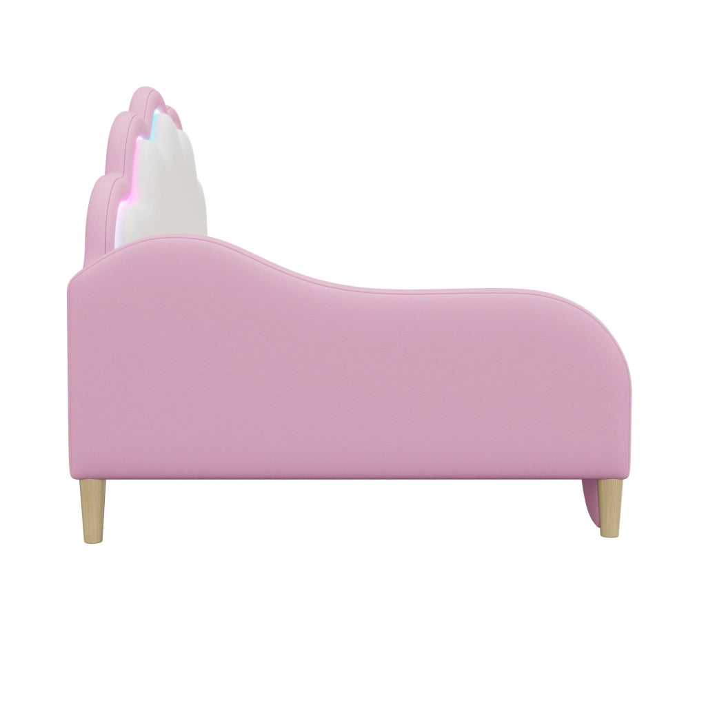 Divano letto 140x200 cm con LED; PU rosa