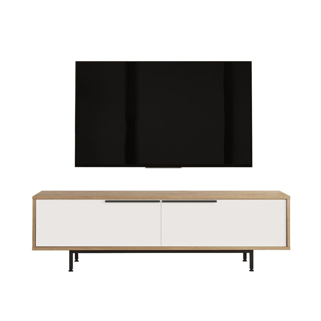 Supporto TV in legno "ON1-SW" - 160 x 35 x 45 cm - Bianco