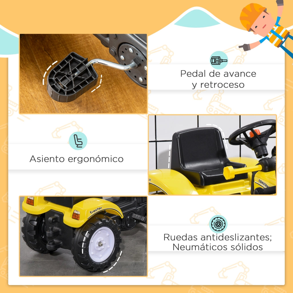 Tavolo Giocattolo Tractor Escavatore Giallo ¨C Minimal ¨C 114x41x52 cm